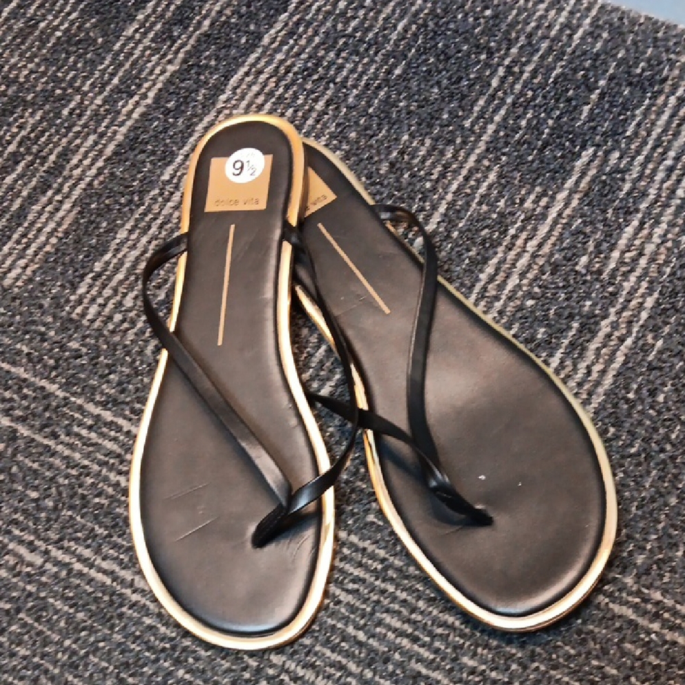 Dolce Vita Black and Gold Sandals